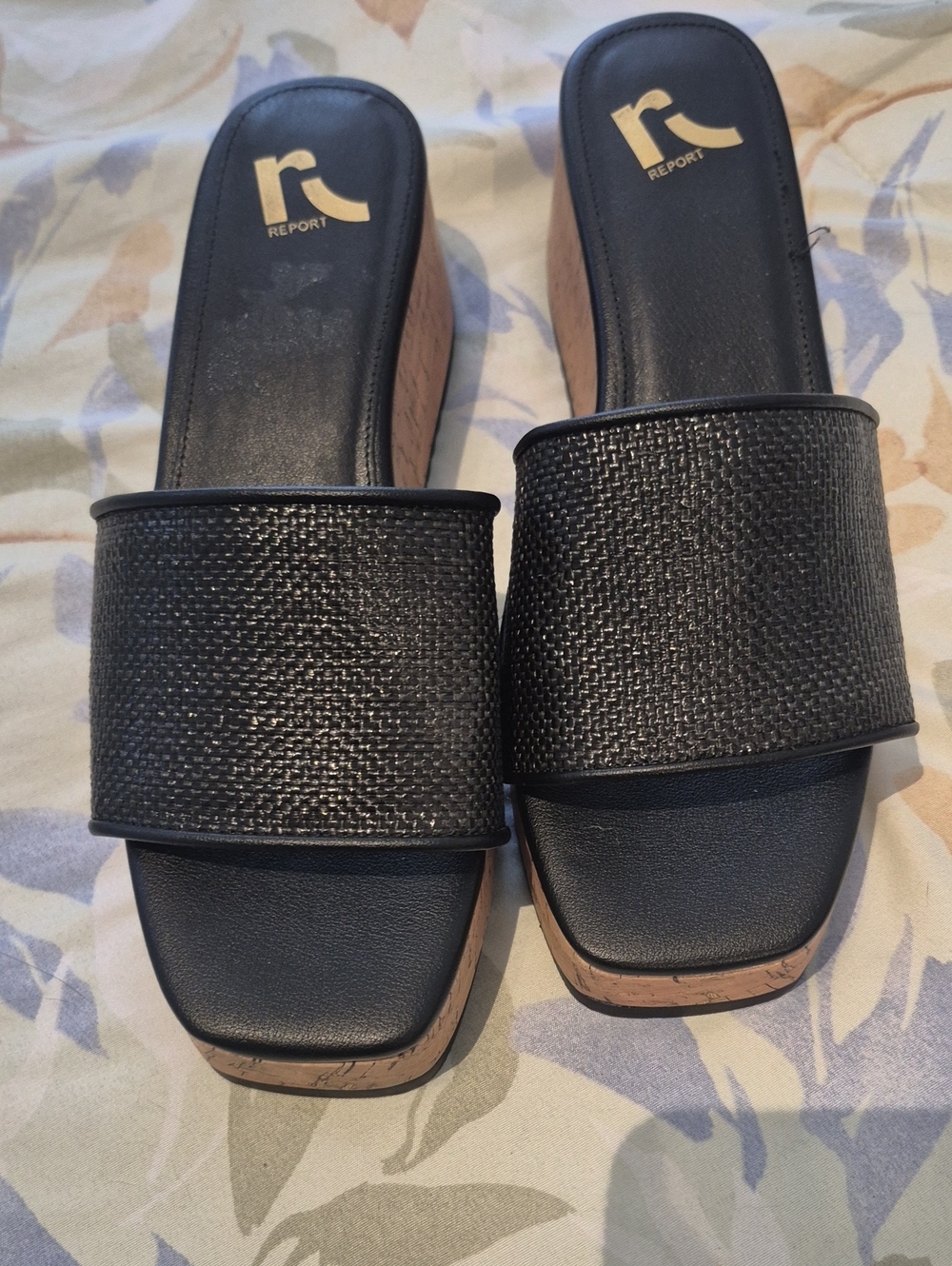 Report Black Woven Wide-Band Slide Mules